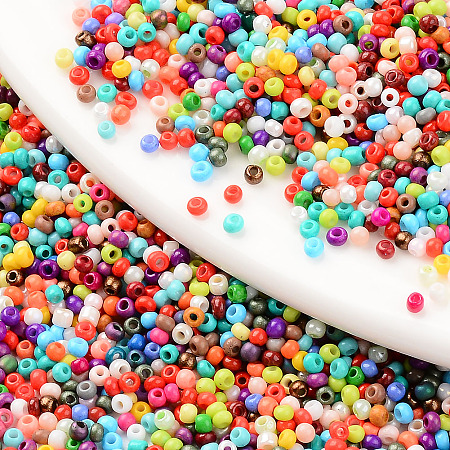 ARRICRAFT 8/0 Glass Seed Beads, Mixed Style, Round Hole, Round, Mixed Color, 8/0, 3~3.5x2~3mm, Hole: 1mm, about 450g/bag