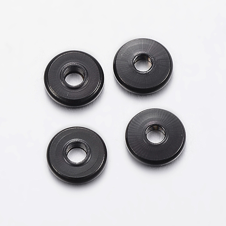 Honeyhandy 304 Stainless Steel Spacer Beads, Donut, Electrophoresis Black, 6x1.5~1.6mm, Hole: 2mm