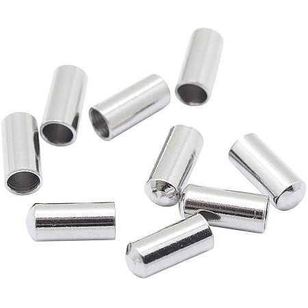 UNICRAFTALE 20 PCS Stainless Steel Column End Caps Leather Cord Ends  Leather Cord Terminators for Jewelry Making 7x3mm Inner Diameter 2mm,  Silver 