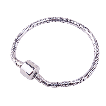 PandaHall Elite Length 18cm Charm Bracelet For Women Stainless Steel Snake Chain European Style Bracelets for Jewelry Making