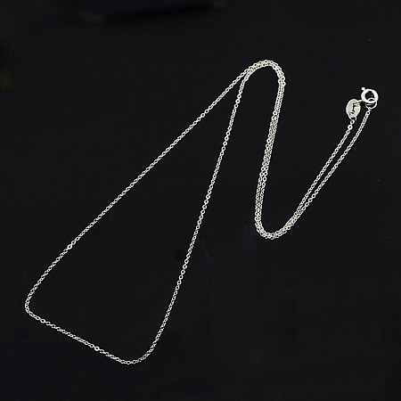 Honeyhandy 925 Sterling Silver Necklaces, Cable Chains, with Spring Ring Clasps, Thin Chain, Platinum, 18 inch, 1mm