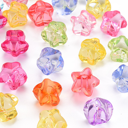 Honeyhandy 1-Hole Transparent Acrylic Buttons, Star, Mixed Color, 13.5x14x11.5mm, Hole: 3mm, about 467pcs/500g
