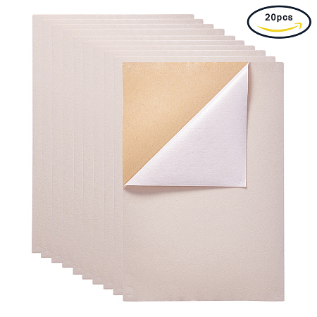 BENECREAT 20PCS Velvet (Ivory) Fabric Sticky Back Adhesive Back Sheets, A4 sheet (8.27