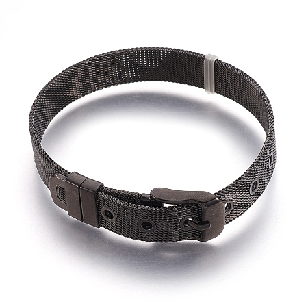 Honeyhandy 304 Stainless Steel Watch Bands, Watch Belt Fit Slide Charms, Gunmetal, 8-1/2 inch(21.5cm), 10mm
