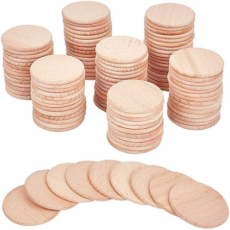 NBEADS 100 Pcs Beech Wooden Round Pieces, 1.5 Inch Unfinished Wood Circles Round Slices Wooden Cutouts Ornaments for DIY Crafts Painting Wedding and Home Decoration, 0.12