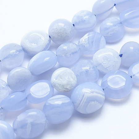 Honeyhandy Natural Blue Lace Agate Beads Strands, Nuggets, 8~10mm, Hole: 0.8mm, about 30~35pcs/strand, 15.7 inch(40cm)