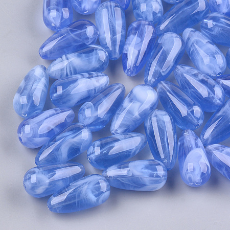 Acrylic Beads, Imitation Gemstone Style, teardrop, Royal Blue, 23.5x11mm, Hole: 1.8mm