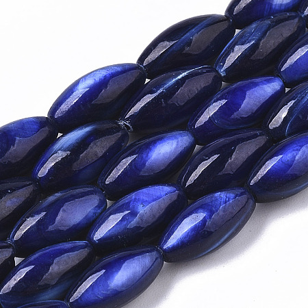 ARRICRAFT Natural Freshwater Shell Beads, Dye, Rice, Blue, 11x5mm, Hole: 0.8mm, about 32 pcs/Strand, 13.98 inches(35.5cm)