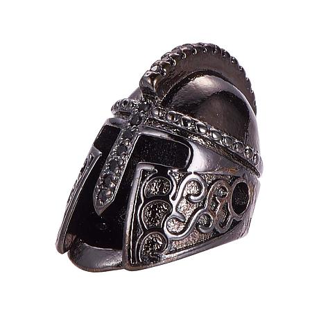ARRICRAFT 10pcs Gunmetal Helmet Brass Micro Pave Cubic Zirconia Beads for Men Original Bracelet DIY Jewelry Making