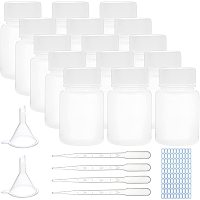 OLYCRAFT 30pcs Wide Mouth Plastic Bottles with Caps 30ml Lab Plastic Sample Bottle Reagent Bottle with Plastic Funnel Hopper Plastic Dropper and Label Sticker for Science Laboratory
