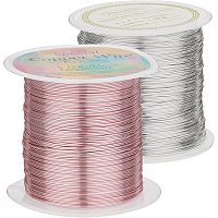 FINGERINSPIRE 24 Gauge Jewelry Wire, 2 Rolls x 75 Feet Craft Wire Tarnish Resistant Copper Beading Wire Bailing Wire Sculpting Wire for Jewelry Making Supplies and Crafting (Silver & Rose Gold)