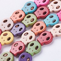 Synthetic Turquoise Beads Strands, Skull, Dyed, 15x13x4mm, Hole: 1mm; about 25pcs/strand, (37.5cm)