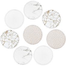 CHGCRAFT 8Pcs 4Colors PU Leather Coasters with Holder Coasters for Drinks Funny Housewarming Gift Round Cup Mat Pad for Home and Kitchen Light