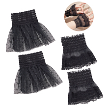 NBEADS Detachable Bowknot False Collar, Floral Lace Ruffle Layered Cuffs Detachable False Sleeves