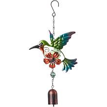 Wind Chimes, Iron Art Bird Pendant Decorations with Glow in the Dark Ball, Green, 330mm, bird: 145x158x39mm