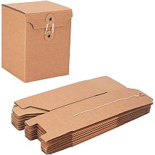 AHANDMAKER Kraft Paper Gift Box Rectangle Folding Boxes with Cotton Cord and Iron Findings Bridesmaid Proposal Boxes Storage Box for Birthday Party Wedding Gift Packing, 3.94×3.94×5.12 inches