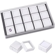 BENECREAT 15 Pack Gemstone Display Box White Diamond Display Case Jewelry Box Container with Clear Glass Window for Treat, Gems, Coins, Diamond, Gift Packing, 1.1x0.7inch