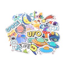 Honeyhandy Colorful Cartoon Stickers, Vinyl Waterproof Decals, for Water Bottles Laptop Phone Skateboard Decoration, Space Theme Pattern, 4x3x0.02cm, 50pcs/bag