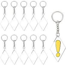 BENECREAT 20PCS Acrylic Keyring Blanks 2.3x1.5 inch Rhombus Clear Keychain Blanks with 30PCS Jump Rings, 1PC Storage Box for DIY Projects and Crafts