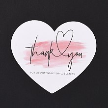 Honeyhandy Coated Paper Thank You Greeting Card, Heart with Word Thank You Pattern, for Thanksgiving Day, White, 60x70x0.1mm, 30pcs/bag