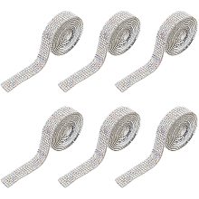 SUPERFINDINGS 6 Strands 35.83x0.55Inch Crystal AB Self Adhesive Crystal Ribbon Rhinestone Diamond Ribbon Glitter Glass Hotfix Rhinestone Trimming Chain for DIY Car Phone Decoration