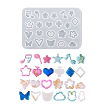 Honeyhandy DIY Star/Heart/Flower/Music Note Shaker Filler Silicone Quicksand Molds, Resin Casting Molds, for UV Resin, Epoxy Resin Craft Making, Mixed Patterns, 87x60x3.5mm, Inner Diameter: 6~12x6.5~12mm