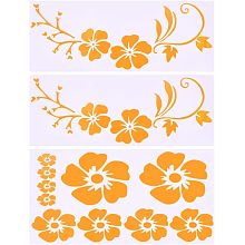 GORGECRAFT 3Pcs Hibiscus Flower Car Sticker Hawaiian Stickers and Decals 2 Style Leaf Car Stickers Gold Reflective Stickers Waterproof Automotive Exterior Decor for SUV Truck Motorcycle Wall