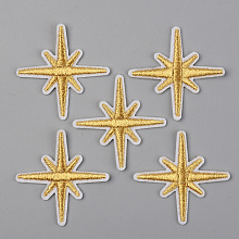 Honeyhandy Computerized Embroidery Cloth Iron on/Sew on Patches, Appliques, Costume Accessories, Eight Pointed Star, Gold, 50x49x2mm