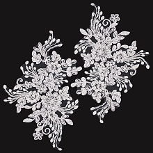 GORGECRAFT 2Pcs Pearl Flower Embroidery Lace Patches 3D Floral White Floral Embroidered Sew on Appliques Lace Fabric Trimmings for Headpiece Clothing Bridal Accessories Supply Craft DIY