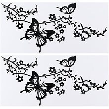 GORGECRAFT 2 Sheet Butterfly Car Decal Set Butterflies Kissing Flowers Car Decal Vinyl Waterproof Sticker Women Car Stickers Automotive Exterior Decor for Auto Truck SUV Wall Art Laptop, Black