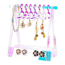 PandaHall Elite Acrylic Earring Holder Rack with Mini Hangers, Unique Earring Closet Ear Stud Holder Transparent Jewelry Display Stand for Earrings Necklace Ring Bracelet Jewelry, Blue