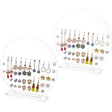 FINGERINSPIRE 2 Sets 108 Holes Acrylic Earrings Holders, Clear Earrings Organizer Display Pegboards with Film, 6.5 inch Round Ear Studs Display Stand Jewelry Showcase Racks for Girls Earring Display