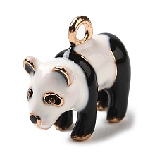 Honeyhandy Alloy Enamel Animal Charms, 3D Panda Charms, White, 13x15x7mm, Hole: 1.6mm