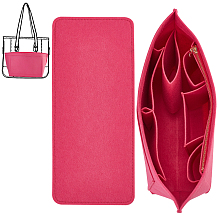 WADORN Felt Organizer Insert, with Alloy Zipper, Felt Bag Organizer, Handbag & Tote Shaper, Fuchsia, 13x30x20.5cm