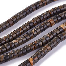 Honeyhandy Natural Coffee Jasper Beads Strands, Heishi Beads, Flat Round/Disc, 6x3~3.3mm, Hole: 0.8mm, about 122pcs/strand, 16 inch(40cm)