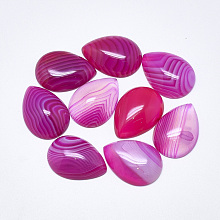 Honeyhandy Natural Banded Agate/Striped Agate Cabochons, Dyed, Teardrop, Magenta, 25x18x6~7mm