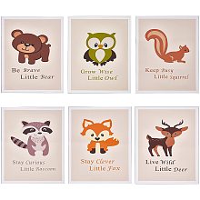 CREATCABIN 6 Styles Woodland Animal Canvas Wall Art Set Unframed Art Prints Wall Decor Art Print Poster Signs Rustic Modern Artwork for Bedroom Kitchen Kindergarten Classroom Playroom 12.6 x 16.5inch