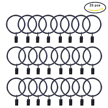 PandaHall Elite 25 Pack Black Iron Drapery Curtain Clips Rings, 1.2 Inch Interior Diameter Curtain Rings With 1.2 Inch Clips For Curtain