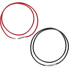 SUNNYCLUE 2Pcs 2 Colors Woven Necklace Rope with Stainless Steel Clasp Braided Woven Chain Woven Cords Necklace for Man Women DIY Bracelet Necklace Jewelry Making Accessories, Black & Red