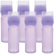 BENECREAT 6 Pack 6oz Root Comb Applicator Bottle Hair Dye Brush Bottle with Graduated Scale for Hair Coloring