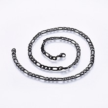 Honeyhandy 304 Stainless Steel Figaro Chain Necklaces, with Lobster Claw Clasps, Gunmetal, 20 inch(51cm), 5x1.5mm