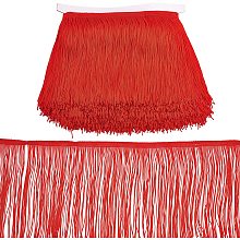 OLYCRAFT 10m Red Sewing Fringe Trim Polyester Tassel Fringe Tassel Clothes Accessories for DIY Latin Dress 155mm Wide