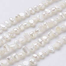 Honeyhandy Natural Cultured Freshwater Pearl Beads Strands, Nuggets, Floral White, 5~7x4~5x3~4mm, Hole: 0.3mm, about 76~80pcs/strand, 14 inch