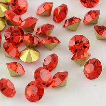 Honeyhandy Glass Pointed Back Rhinestone, Back Plated, Diamond, Light Siam, 8~8.3mm, about 144pcs/gross