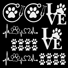 GORGECRAFT 8 Sheets 4 Style Pawprints Car Stickers Self-Adhesive White Love with Paw Stethoscope Decals for Trucks SUV Vans Walls Windows Animal Footprint Easy Application Art Decoration