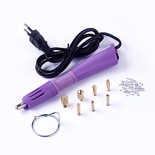 Honeyhandy Hotfix Rhinestone Applicator Tool, Type C Plug(European Plug), with Random Color SS16 Rhinestone, Medium Purple, 18.5x4x2.3cm