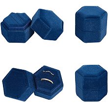 NBEADS 4 Pcs Velvet Ring Box, Hexagon Ring Storage Box Jewelry Boxes Earring Jewelry Case for Wedding Engagement Birthday and Anniversary, Marine Blue