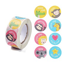 Honeyhandy Reward Stickers, Round Animal Encouragement Stickers for Kids , Animal Pattern, 6.5x2.8cm