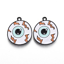 Honeyhandy Halloween Theme Alloy Enamel Pendants, Eye, Electrophoresis Black, 20x17.5x1.5mm, Hole: 1.6mm