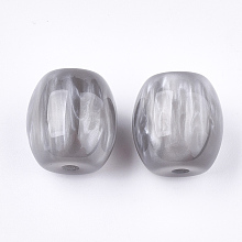 Honeyhandy Resin Beads, Imitation Gemstone, Oval, Light Grey, 17~17.5x16mm, Hole: 3mm